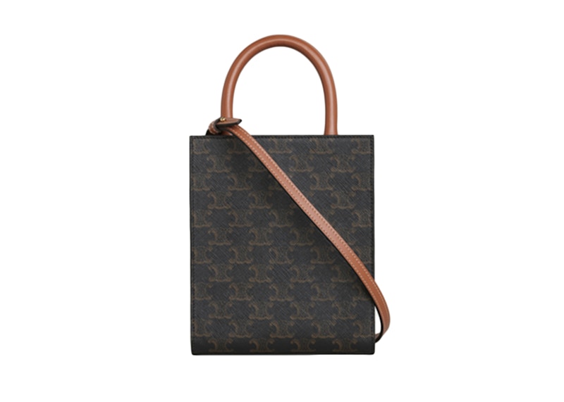 Order Celine Tote Vertical Mini Triomphe Lona Marrón