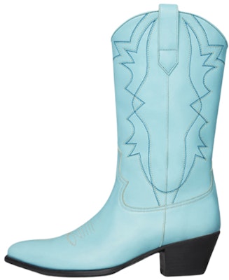 CELINE Sepatu Boot Tinggi Barat 'Kulit Biru Mengilap' 346073579C.07BU Buy CELINE Sepatu Boot Tinggi Barat 'Kulit Biru Mengilap' 346073579C.07BU