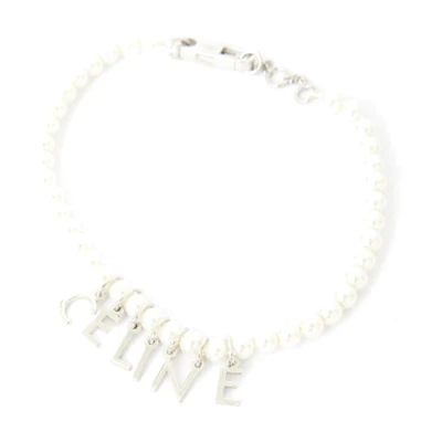 CELINE White Bracelet with Letter Charm for Men. 460PZ6BPE01IS