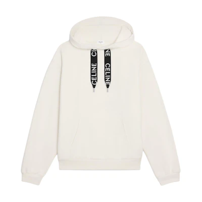 Celine White Hoodie with Drawstring and Letter Design 2Y468670Q-01QI