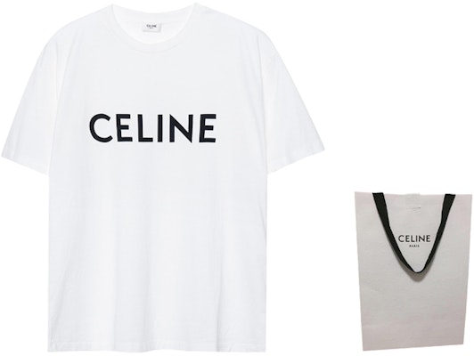 CELINE White Letter Print Crew Neck Short Sleeve T-Shirt 2X681501F-01CC Shop CELINE White Letter Print Crew Neck Short Sleeve T-Shirt 2X681501F-01CC