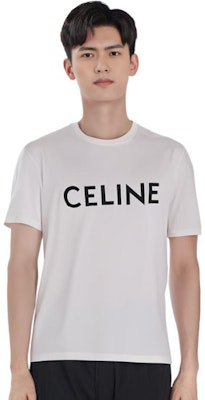 CELINE White Letter Print Crew Neck Short Sleeve T-Shirt 2X681501F-01CC Purchase CELINE White Letter Print Crew Neck Short Sleeve T-Shirt 2X681501F-01CC