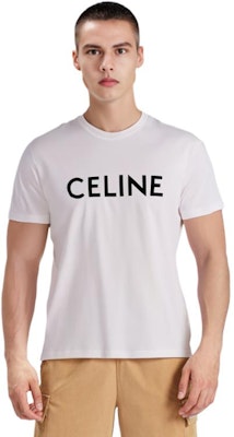 CELINE White Letter Print Crew Neck Short Sleeve T-Shirt 2X681501F-01CC Details for CELINE White Letter Print Crew Neck Short Sleeve T-Shirt 2X681501F-01CC