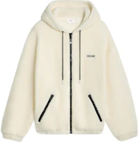 Celine White Solid Color Slim Fit Zip-Up Hoodie Jacket 2Y905699M01OB Celine White Solid Color Slim Fit Zip-Up Hoodie Jacket 2Y905699M01OB