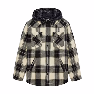 CELINE Wool Checkered Hoodie Jacket Off-White. 2W410001O-01KC