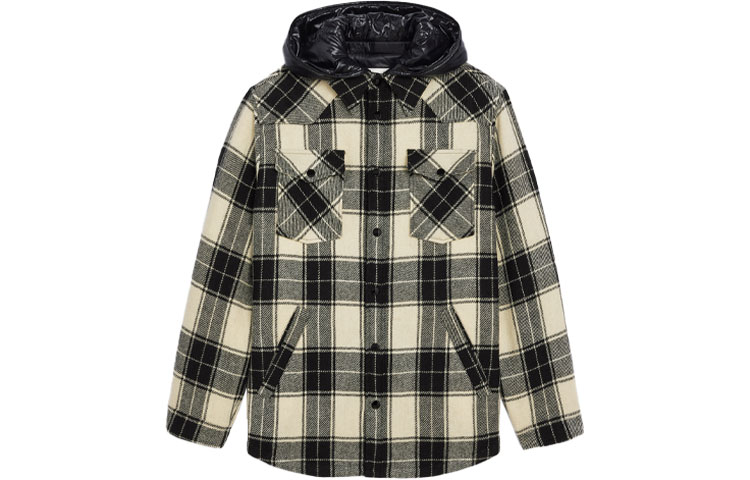 Order CELINE Wool Checkered Hoodie Jacket Off-White. 2W410001O-01KC