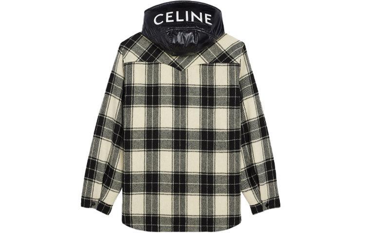 Lookbook CELINE Wool Checkered Hoodie Jacket Off-White. 2W410001O-01KC