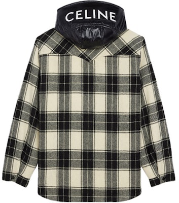 CELINE Wool Checkered Hoodie Jacket Off-White. 2W410001O-01KC Lookbook CELINE Wool Checkered Hoodie Jacket Off-White. 2W410001O-01KC