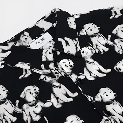 CELINE x AMY DORIAN SS22 Dog Print Short Sleeve Shirt Black Fashion. 2C717307Q-38CE Details for CELINE x AMY DORIAN SS22 Dog Print Short Sleeve Shirt Black Fashion. 2C717307Q-38CE