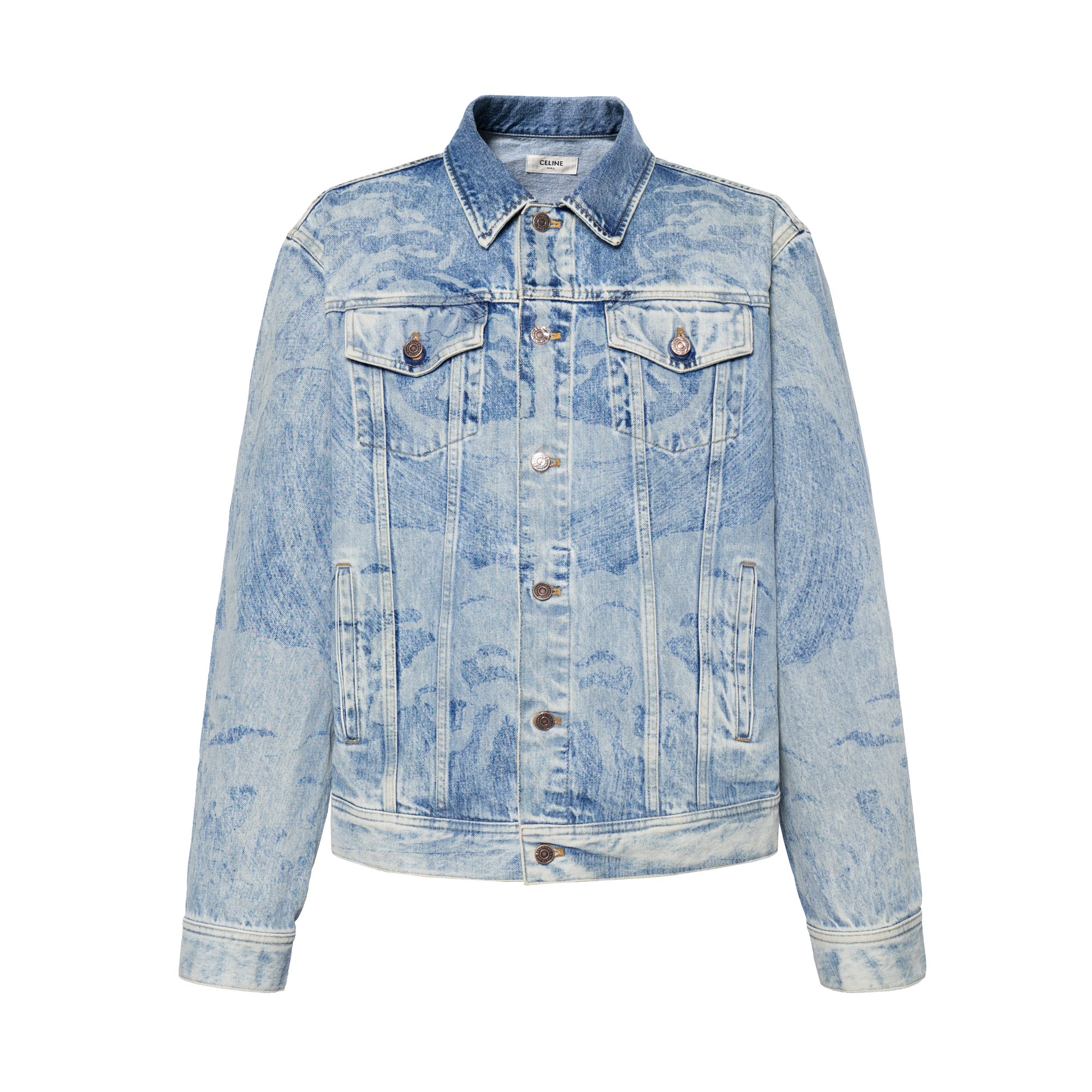 CELINE x David Weiss SS23 Wave Print Denim Jacket Blue -  Fashion. 2Q503205U-02WP