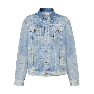 CELINE David Weiss SS23 Wave Print Denim Jacket Blue - Fashion. 2Q503205U-02WP