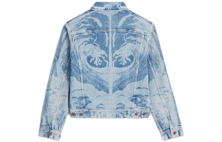 Lookbook CELINE x David Weiss SS23 Wave Print Denim Jacket Blue -  Fashion. 2Q503205U-02WP