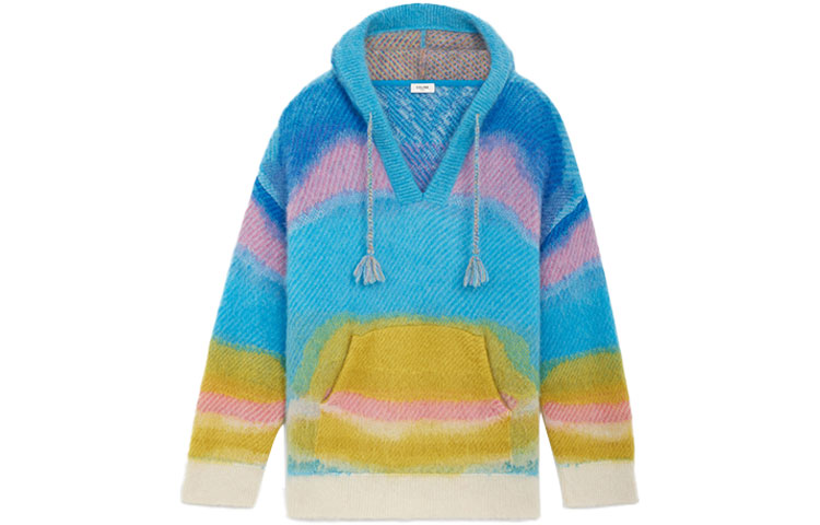 Order CELINE x Marcelo Lavin SS22 Colorblock Knit Hoodie Blue  Sweater. 2A20W501Q-07BY
