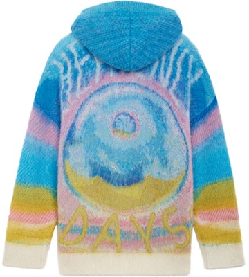 CELINE x Marcelo Lavin SS22 Colorblock Knit Hoodie Blue Sweater. 2A20W501Q-07BY Lookbook CELINE x Marcelo Lavin SS22 Colorblock Knit Hoodie Blue Sweater. 2A20W501Q-07BY