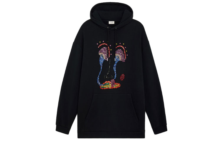 CELINE PAISLEY VERSE FW21 Artist Embroidered Cotton Hoodie Black . 2Y608670Q-38NO 圖 2