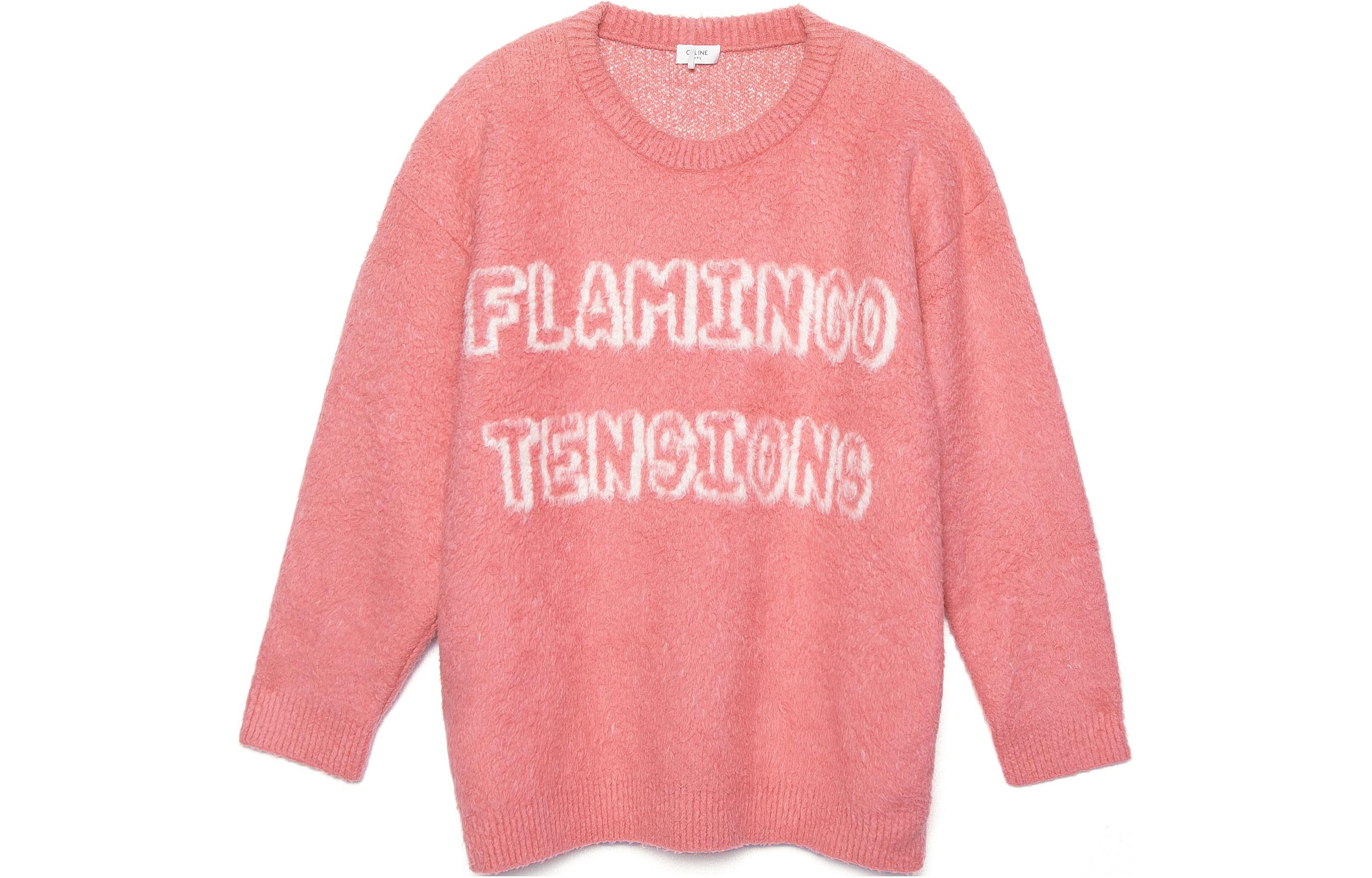 CELINE x Scott Reeder SS22 Pink Jacquard Letter Pullover Sweater 2A23W526Q-24BP