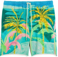 CELINE x Tyson Reeder Artist Print Relaxed Straight Shorts Green Casual Wear 2Z037823M-30GE CELINE x Tyson Reeder Artist Print Relaxed Straight Shorts Green Casual Wear 2Z037823M-30GE