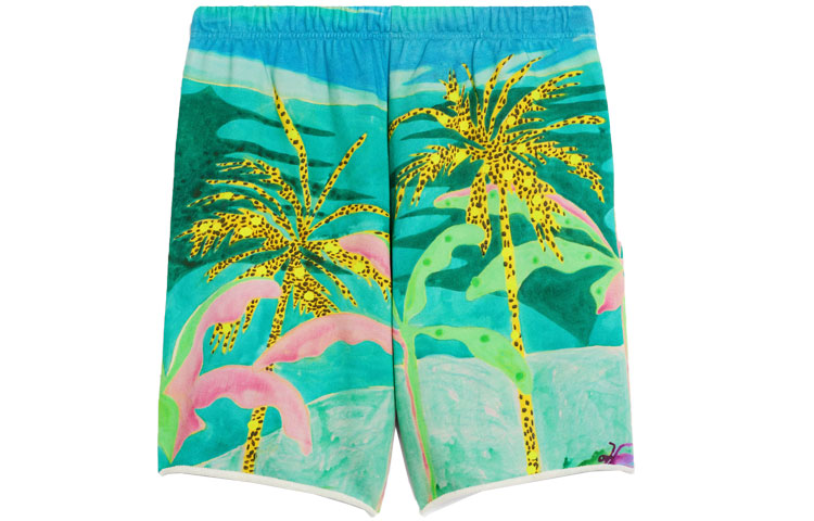 Lookbook CELINE x Tyson Reeder Artist Print Relaxed Straight Shorts Green Casual Wear 2Z037823M-30GE