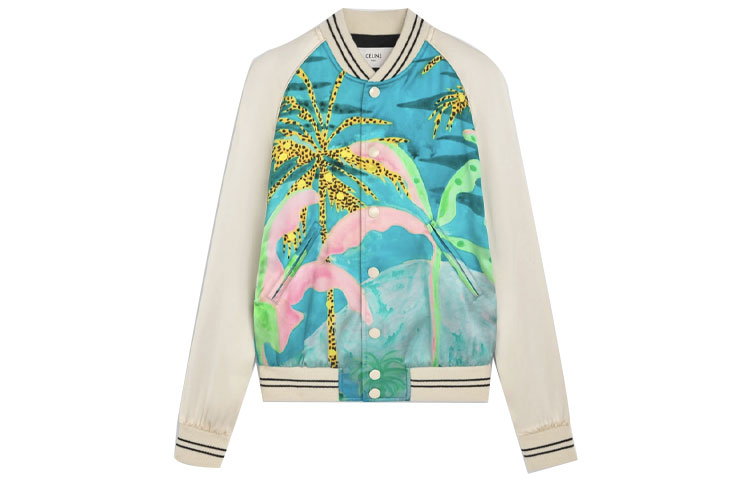 Celine Tyson Reeder SS21 Floral Print Colorblock Long Sleeve Jacket 2V74C459M-14ML