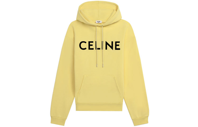 CELINE Yellow Logo Print Cotton Oversized Hoodie Sweatshirt. 2Y321052H-11LK
