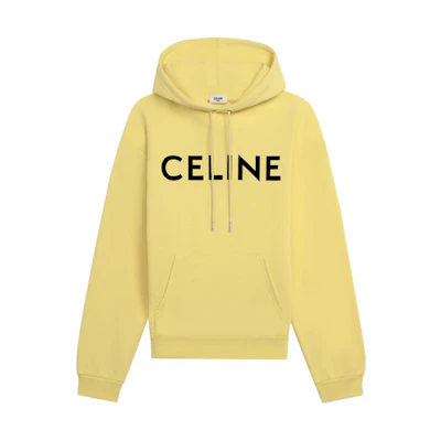 CELINE Yellow Logo Print Cotton Oversized Hoodie Sweatshirt. 2Y321052H-11LK