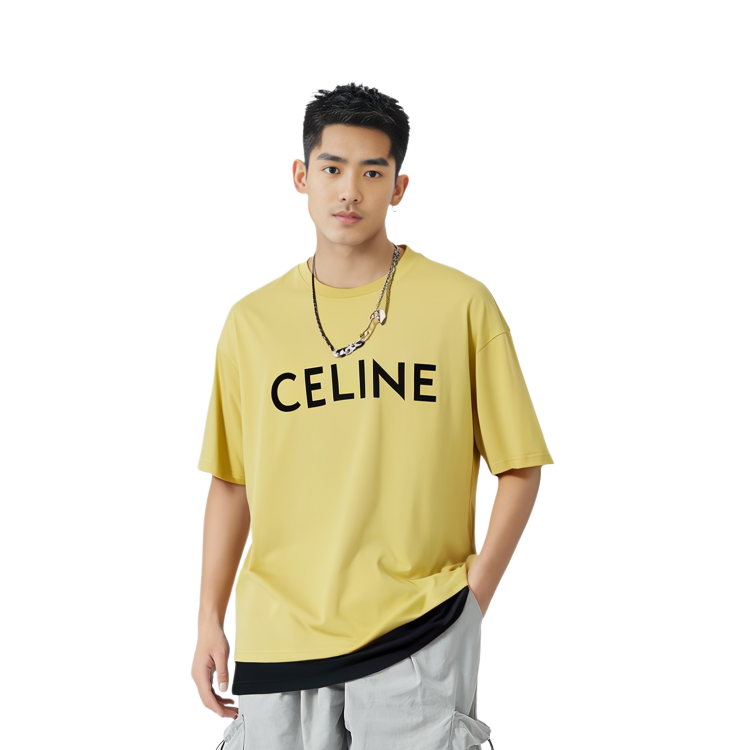Purchase CELINE Kaos Kuning Longgar dengan Logo Huruf. 2X681501F-11VB
