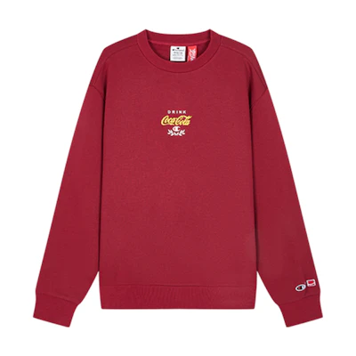 Champion × Coca-Cola Fleece Pullover Sweatshirt Letter Print Crewneck Unisex U4ASWEM05