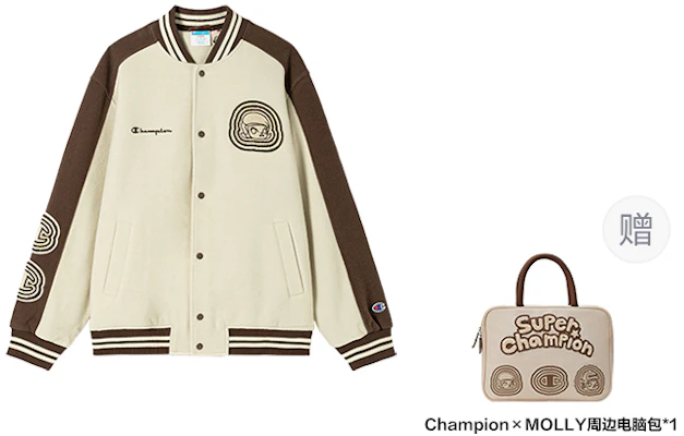 Champion × POP MART Molly Logo Retro Snap Button Jacket Unisex Casual Outerwear U4COTSU022 12