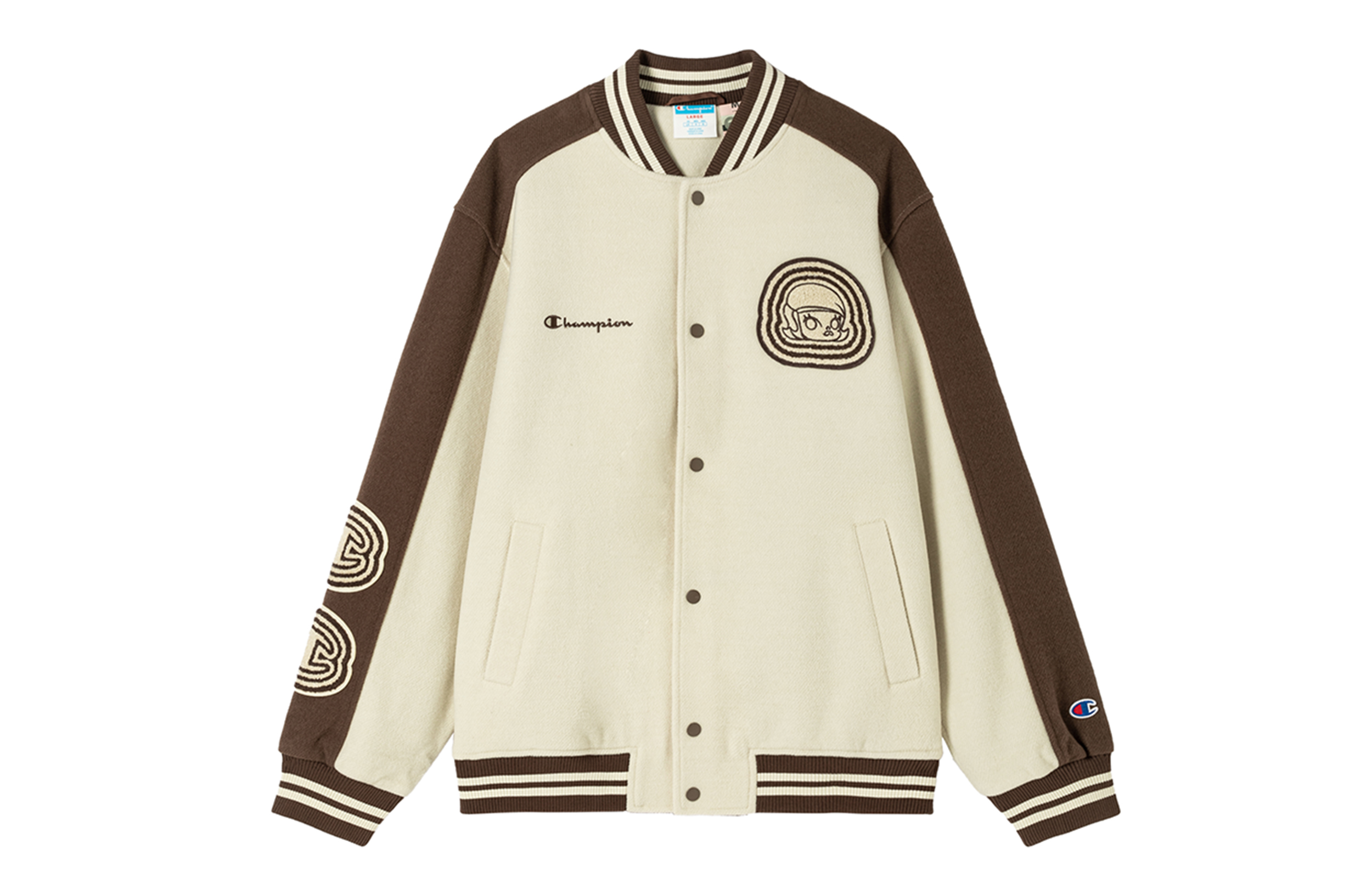 Order Champion × POP MART Molly Logo Retro Snap Button Jacket Unisex Casual Outerwear U4COTSU022