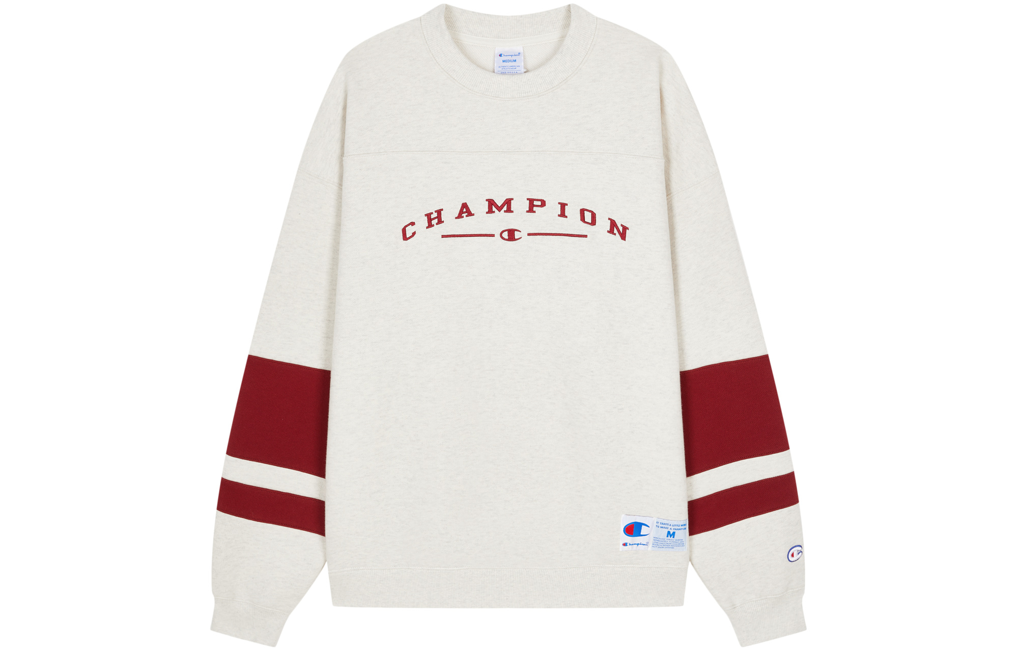 Champion Action Style Fleece-Lined Letter Print Crewneck Sweatshirt Unisex C3-Y009
