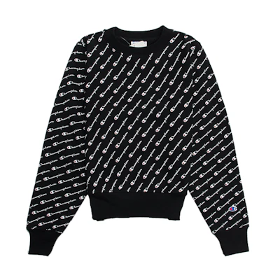 Champion All-Over Logo Fleece Hoodie Unisex Black (US Version) S2973-ASB