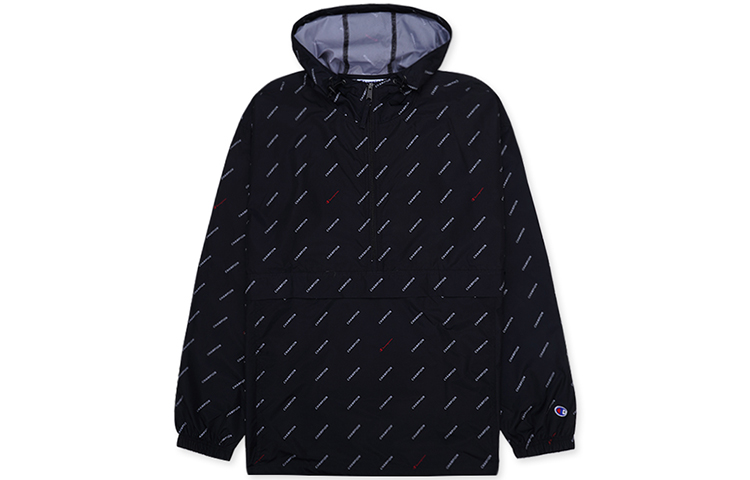 Champion All-Over Logo Half-Zip Hoodie Jacket Unisex Black (US Version) V1012P