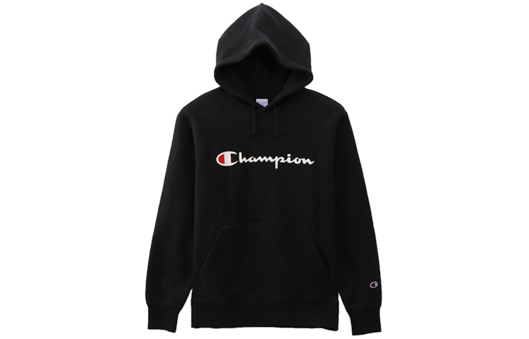Champion Basic Fleece Hoodie Japanese Edition Black Unisex Winter Logo Print C3-Q107-M201