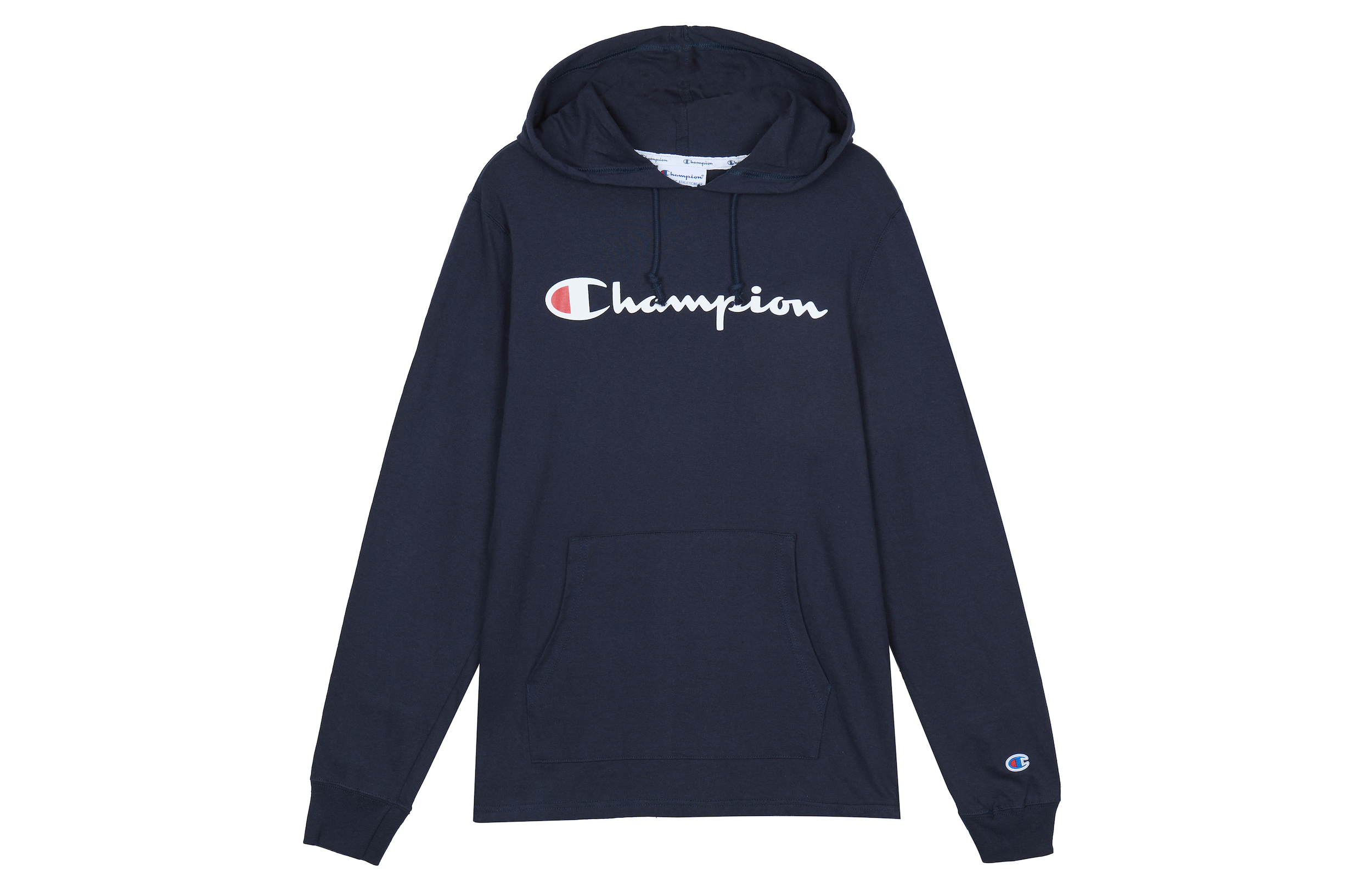 Champion Basic Script Logo Hoodie Navy Unisex Lightweight Loose Fit T4177-549921-031