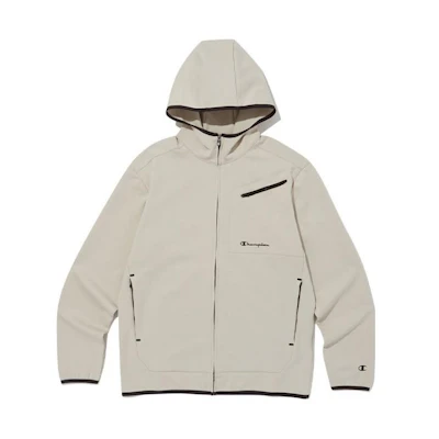 Champion Beige Zip-Up Hoodie with Letter Print Design CKTS3F718I2