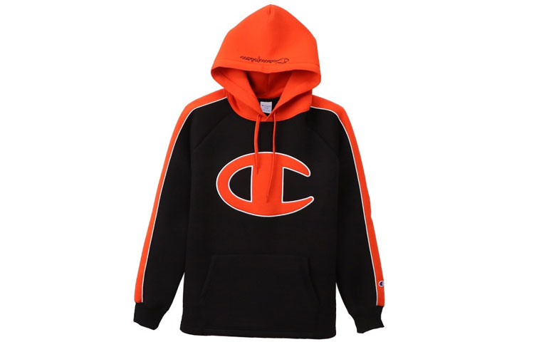 Champion Big Logo Hoodie Black Pullover C3-Q108
