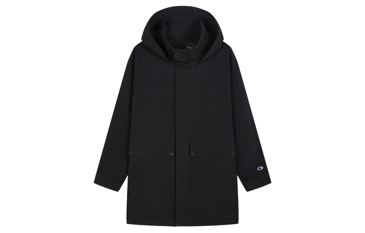 Shop 冠军黑色版男女连帽长外套休闲日系风格 U4AOTJM07