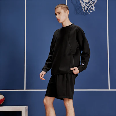 Champion Black Edition Unisex Minimalist Double-Zip Pullover Crewneck Sweatshirt U4ASWJM36 1