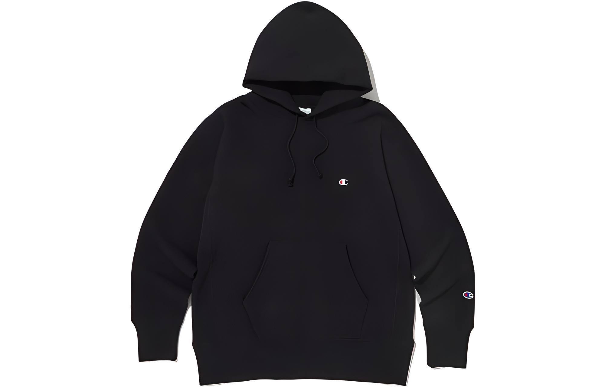 Champion Black Fleece-Lined Hoodie Simple Long Sleeve Casual Style CKTS3F506BK