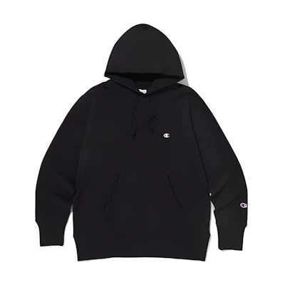 Champion Black Fleece-Lined Hoodie Simple Long Sleeve Casual Style CKTS3F506BK