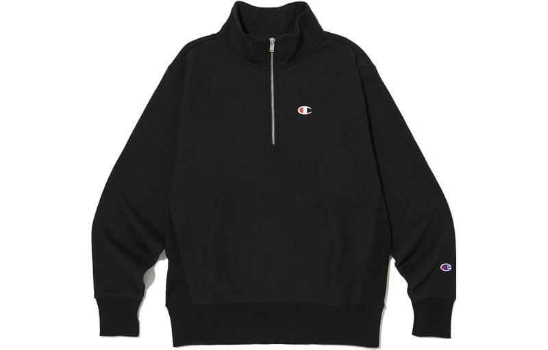 Champion Black Half-Zip Fleece Pullover Sweatshirt CKTS3F308BK