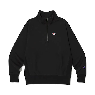 Champion Black Half-Zip Fleece Pullover Sweatshirt CKTS3F308BK
