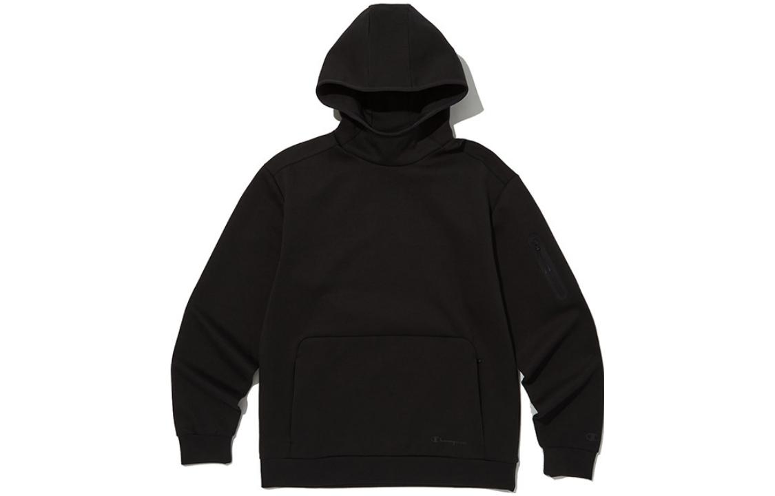 Champion Black Hoodie - Plain, Versatile, Fleece-lined Long Sleeve CKTS3F518BK