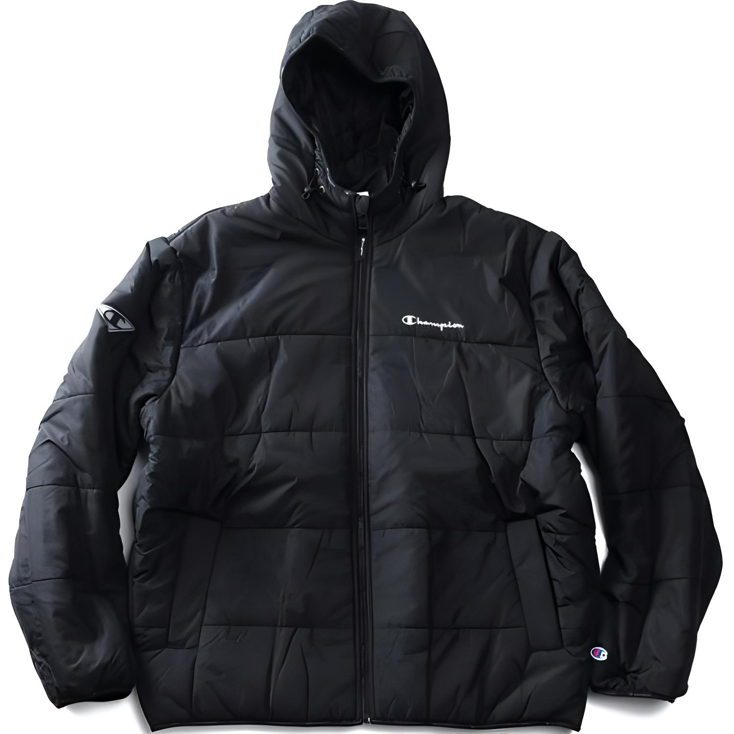 Champion Black Hoodie Jacket with Logo Design V74728-586N6A-003