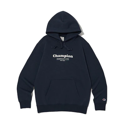 Champion Black Hoodie with Letter Print - Casual and Versatile CKTS3F626N2