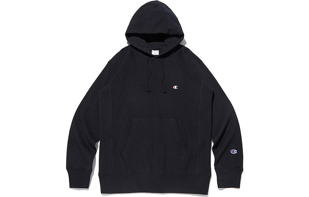 Champion Black Pullover Hoodie - Solid Color Casual Wear CKTS3F502BK