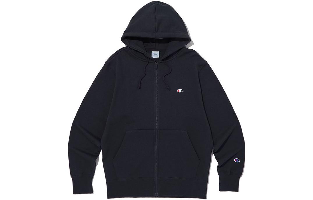 Champion Black Unisex Loose Fit Solid Color Zip-Up Hoodie CKTS3F721N2