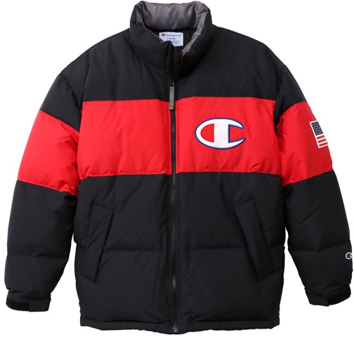 champion-black-winter-lightweight-puffer-jacket-with-logo-and-stand-collar-c3-q607-090