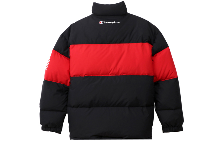 Lookbook チャンピオン ブラック ロゴ入り スタンドカラー 冬用 軽量 ダウンジャケット C3-Q607-090