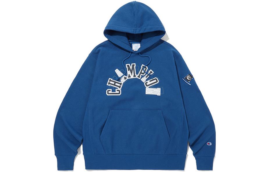 Champion Blue Loose Fit Letter Embroidery Drawstring Hoodie CKTS3F610B2